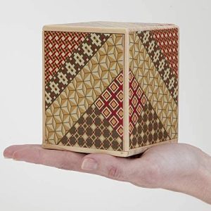 Bits and Pieces Detailed Mosaic Secret Puzzle Box Wooden Money Brainteaser Secret Compartment Brain Game 11 Step Solution