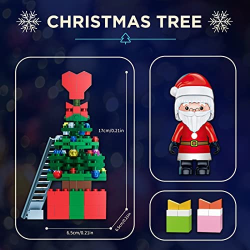 AUYYOSK Christmas Tree Building Block,187 Pieces Stem Mini Building Brick Toy，Christmas Building Kit for Boy and Gils 6 7 8 9 10 Years Old 