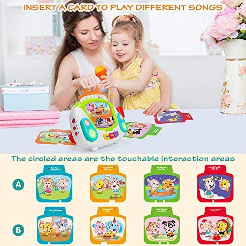 Early Education Musical Karaoke Machine with Microphone for Kids Simbektoy Music Toy for Toddlers 2 3 4 5 Years Old Girls Gift 