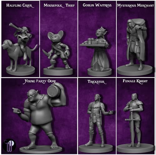 Wildspire 58 Miniatures Townsfolk Hero for DND Miniatures Bulk 28mm & Dungeons and Dragons Miniatures for DND Minis and D&D Miniatures Fan and Fantasy Miniatures I Campaign Setting & Quests 