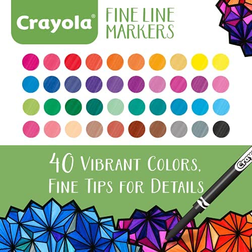 Kids Indoor Activities At Home 40 Count Gift Crayola Fine Line Markers Adult Coloring Set 