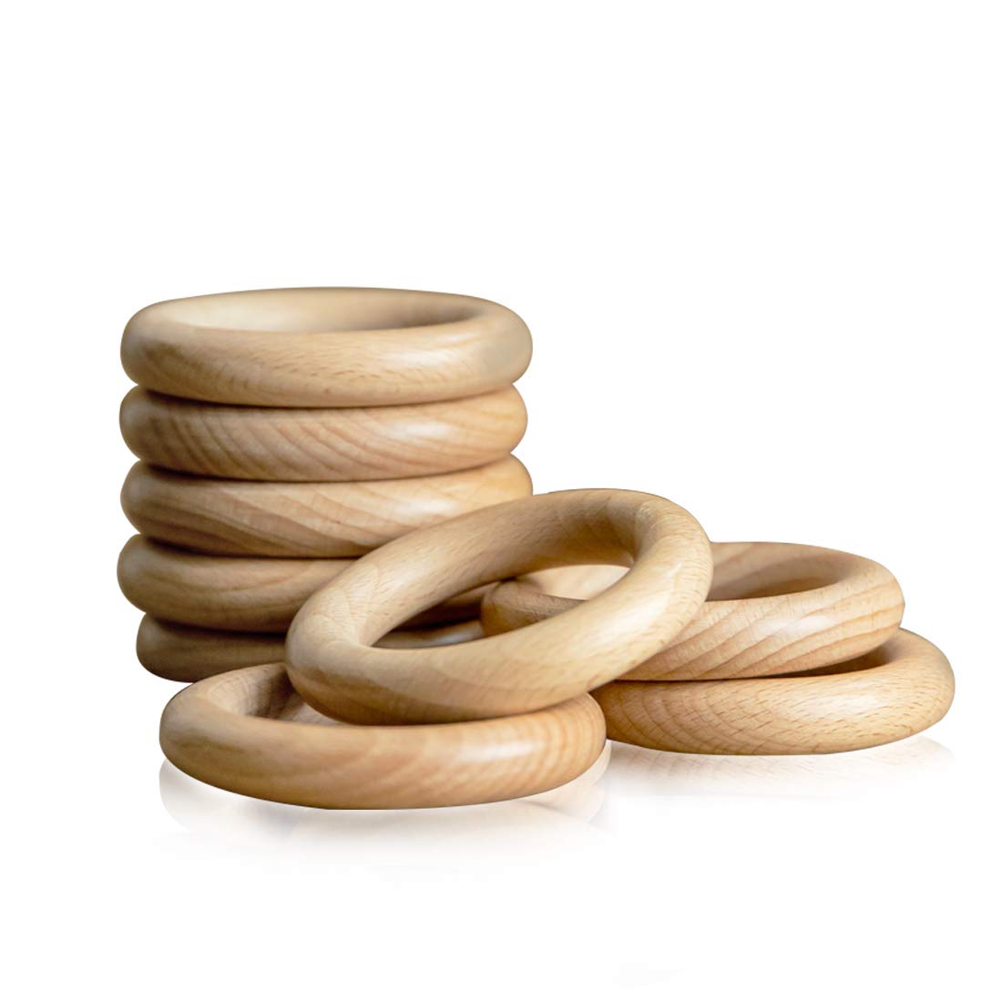 Baby Toys Natural Beech Wooden Rings Silicone Beads Teether Play Kids Toys LH 