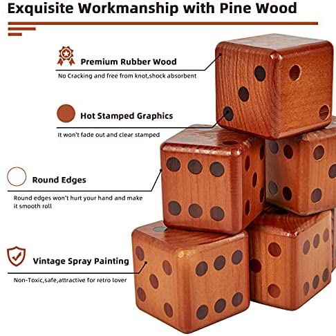 Outdoor Wooden Lawn Dice Set Includes Six Side Kids Famliy Interctive Gift Lin 