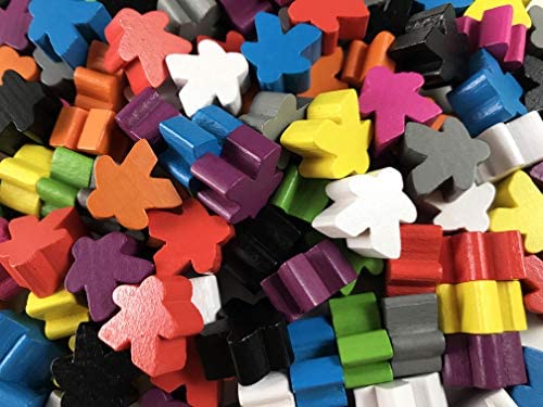 100 Multi Color Wooden Meeples Standard Size 16mm Toy for sale online 