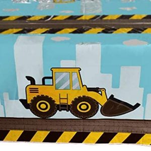 Party Supplies for Kids Boys Birthday Construction Party Decorations WERNNSAI Dump Truck Table Covers 2 PCS 108''x 54'' Disposable Printed Plastic Tablecloth 