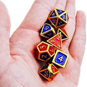 UONUOT 7pcs DND Metal Dice Set with Black Pouches D&D Polyhedral Dice for Dungeons and Dragons Role Playing Dice Games RPGs 