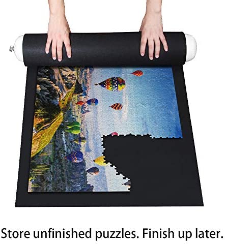 Puzzle Mat Roll HIKSHAPER 46 x 26 Puzzles Saver Roll Felt Mat Playmat with Inflatable Tube Pump Storage Bag for 1500 Pieces Jigsaw Puzzle Player 