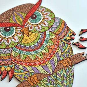 04 small bird solid puzzle Hartmaze wooden jigsaw puzzle colorful owl HMJP 