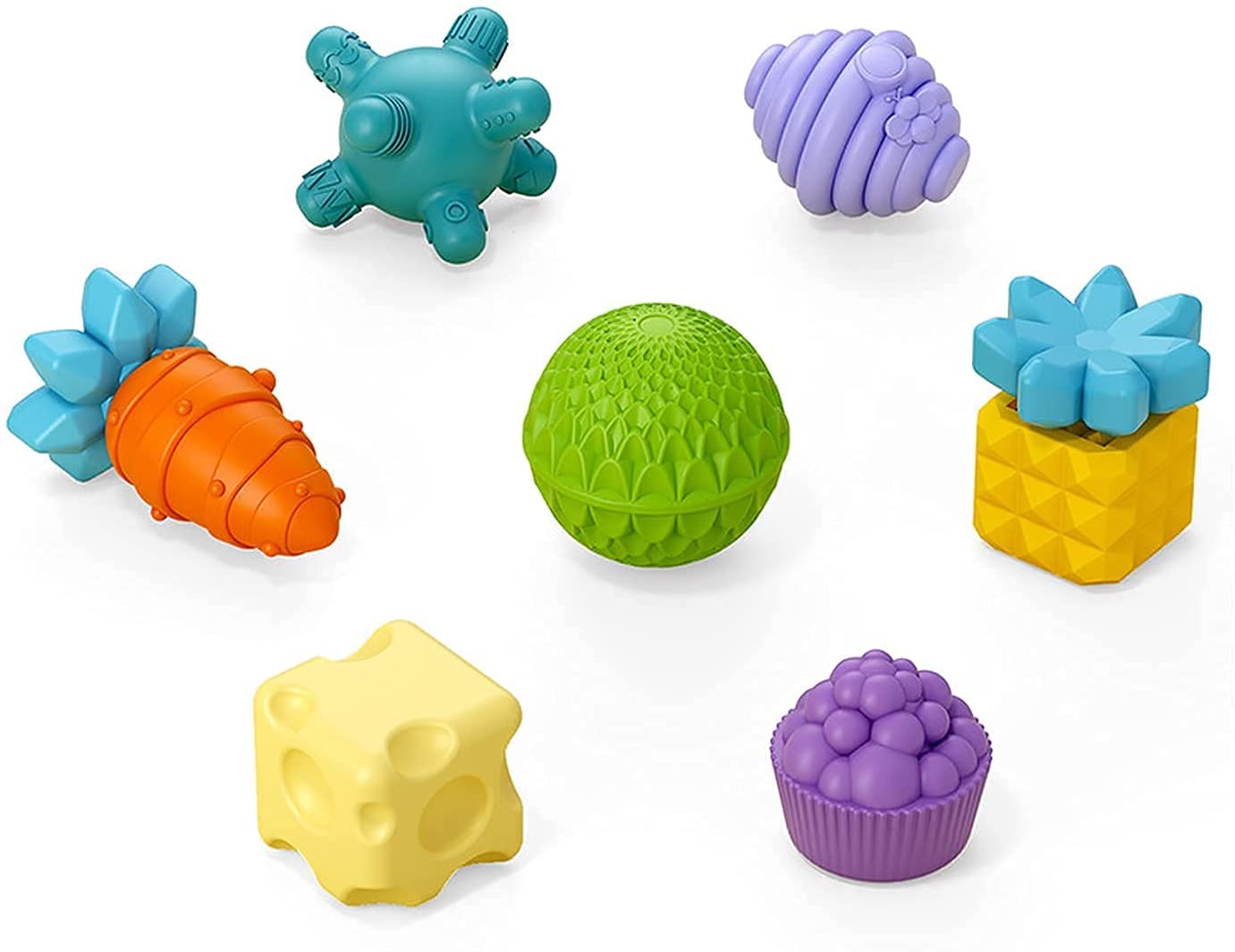 8Pcs BPA Free Soft Silicone Sensory Ball Kids Textured Toy with Multi-Colors 