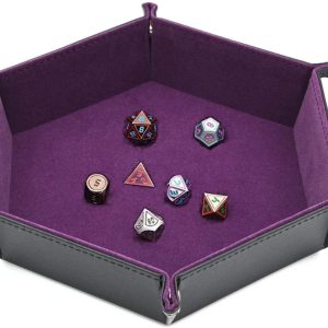 Dice Tray Dice Holder PU Leather Folding Rectangle Tray Purple Velvet for Dungeons and Dragons DND RPG MTG and Other Dice Games Weahre
