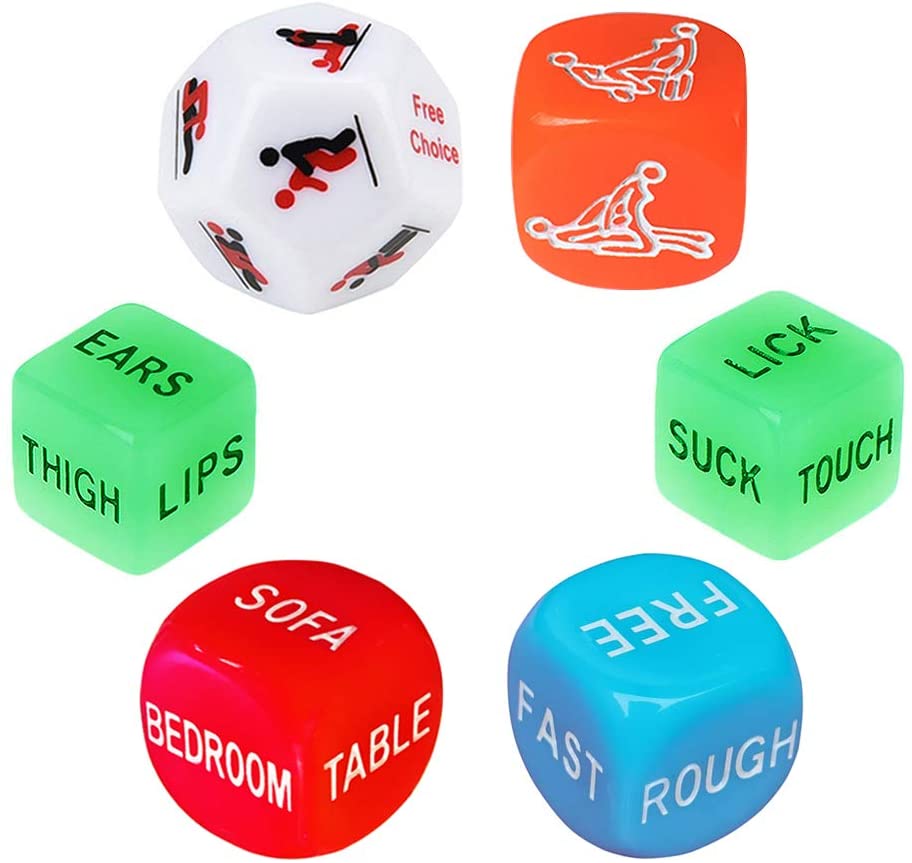 Groom Roast,Newlyweds Novelty Gift for Warm up Honeymoon Bacherette Party Marriage 4pcs Luminous Black Funny Romantic Dice Game Anniversary Wedding 4pcs, Black Him and Her Bridal Shower 