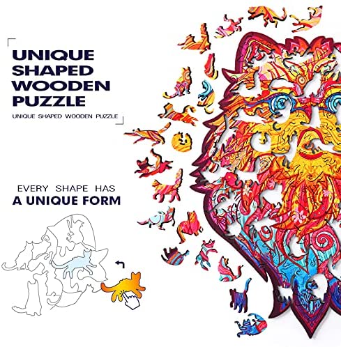 AAGOOD Wooden Puzzle for Adults & Kids, 190Pcs Unique Cat Puzzle Jigsaw  Wooden Puzzles with Kitty Shapes Pieces, Charming Kitten Puzzle Wood Cut 