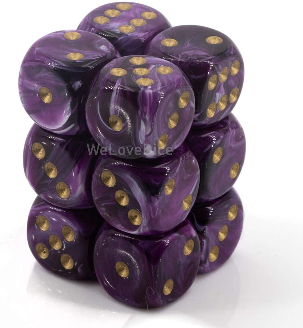 Chessex DND Dice Set D&D Dice-16mm Gemini Black Purple and Gold Plastic Polyhe 