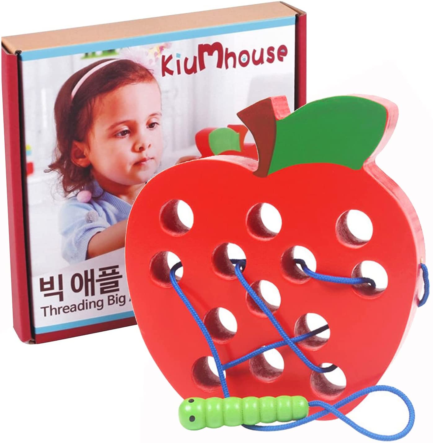 Wooden Red Apple Montessori Learning Toy for Toddlers Kids Birthday Gift 