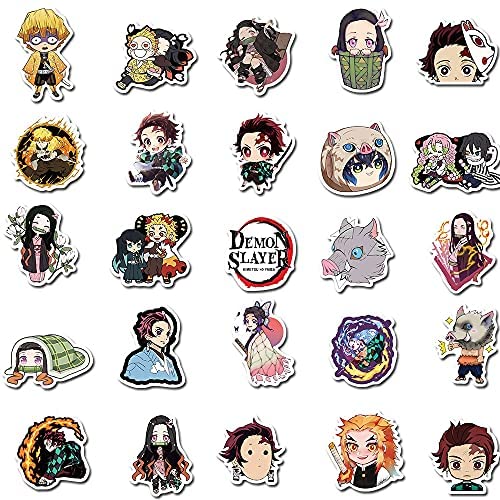 50pcs kawaii demon slayer stickers kimetsu no yaiba anime cartoon stickers for laptops vinyl waterproof skateboard bicycle luggage decal homefurniturelife online store