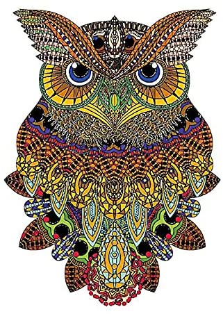 Wooden Jigsaw PUZZELS Owl Animal Shape Gift For Adults Kids Interactive Games 