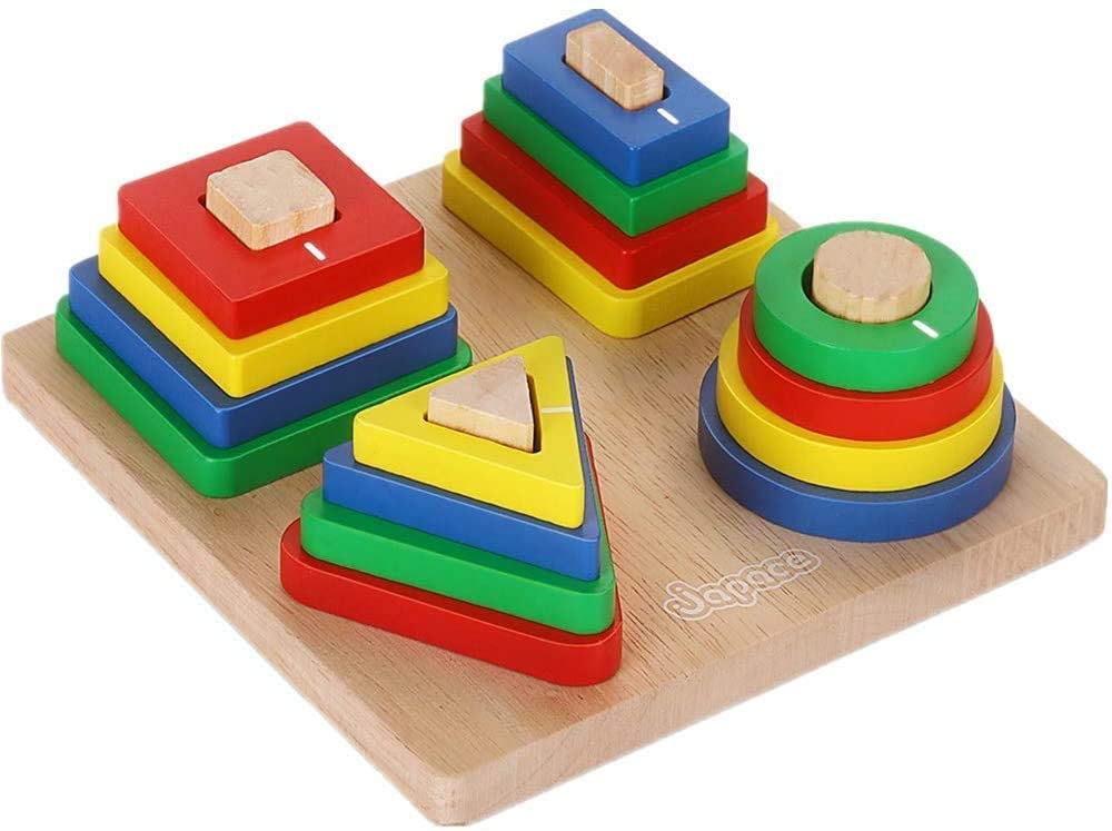 Shape Sorting Car Wooden Toy Baby Developmental Shapes & Color Puzzle Learn 