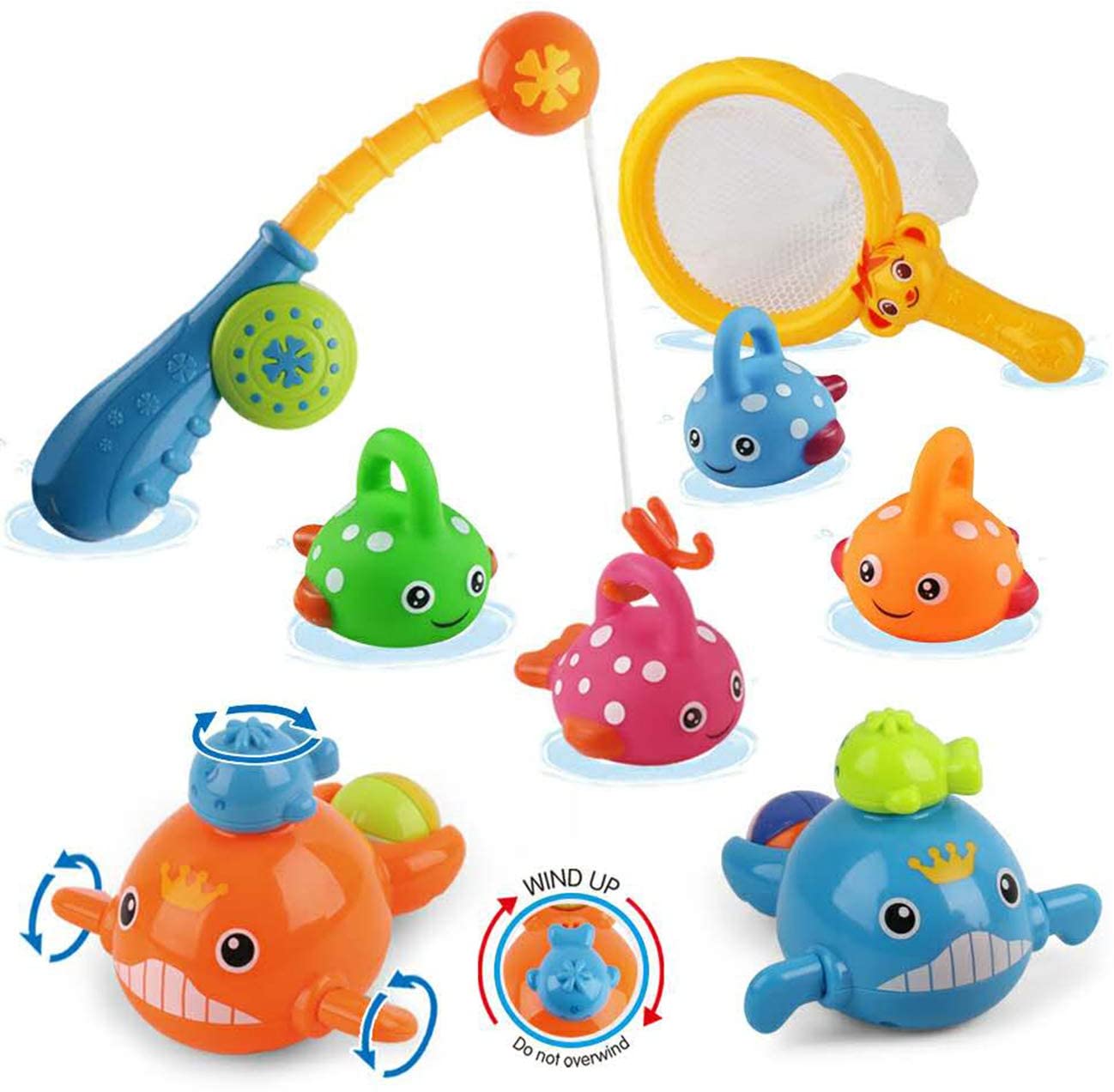 24Pcs Fishing Game Fish Rod Beach Bath Water Floating Fish Play Toy Table Set 