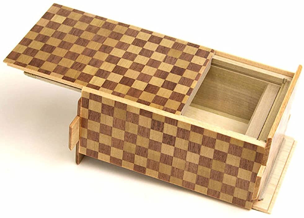 secret box comes with a gift box Hakone Yosegi 10 Steps wooden puzzle box 3in, Natural hidden compartments for children and adults prepaid debit cards Japanese Decorative Box brain-teaser box 