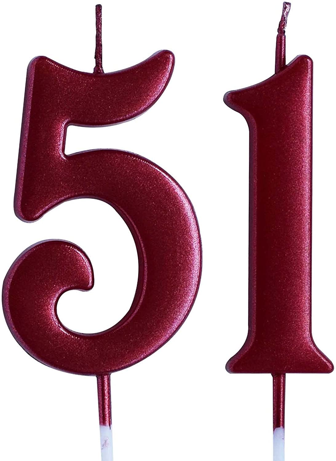 Red 51st Birthday Candle, Number 51 Years Old Candles Cake Topper