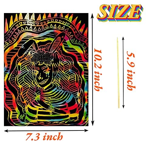 Scratch Art Paper Set 50 pcs Rainbow Painting Sketch Pad with 3 Tools for Kids & Adults 32K DIY Art Craft Supplies for Birthday Party Game Activities 