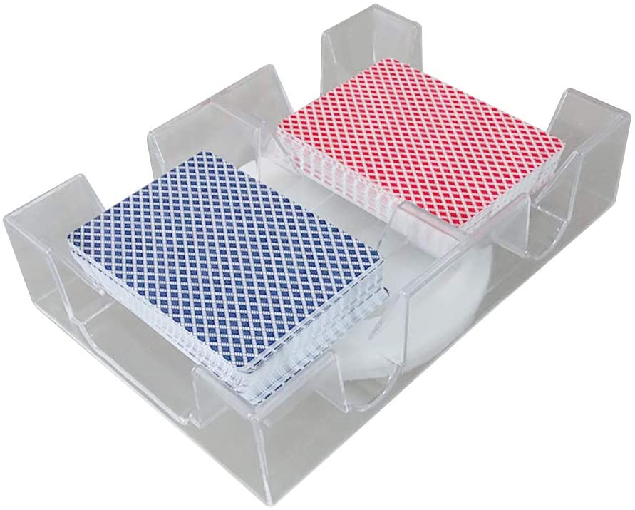 Revolving Dual Tray Holder for 2 Decks Playing Card Clear Plastic Canasta Gift for sale online 