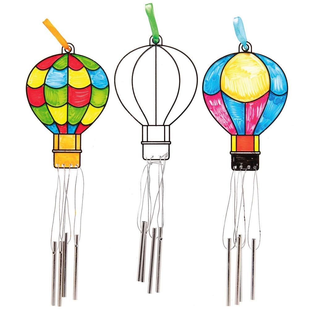 7X10 HOT AIR BALLOONS Stained Art Glass Suncatcher 