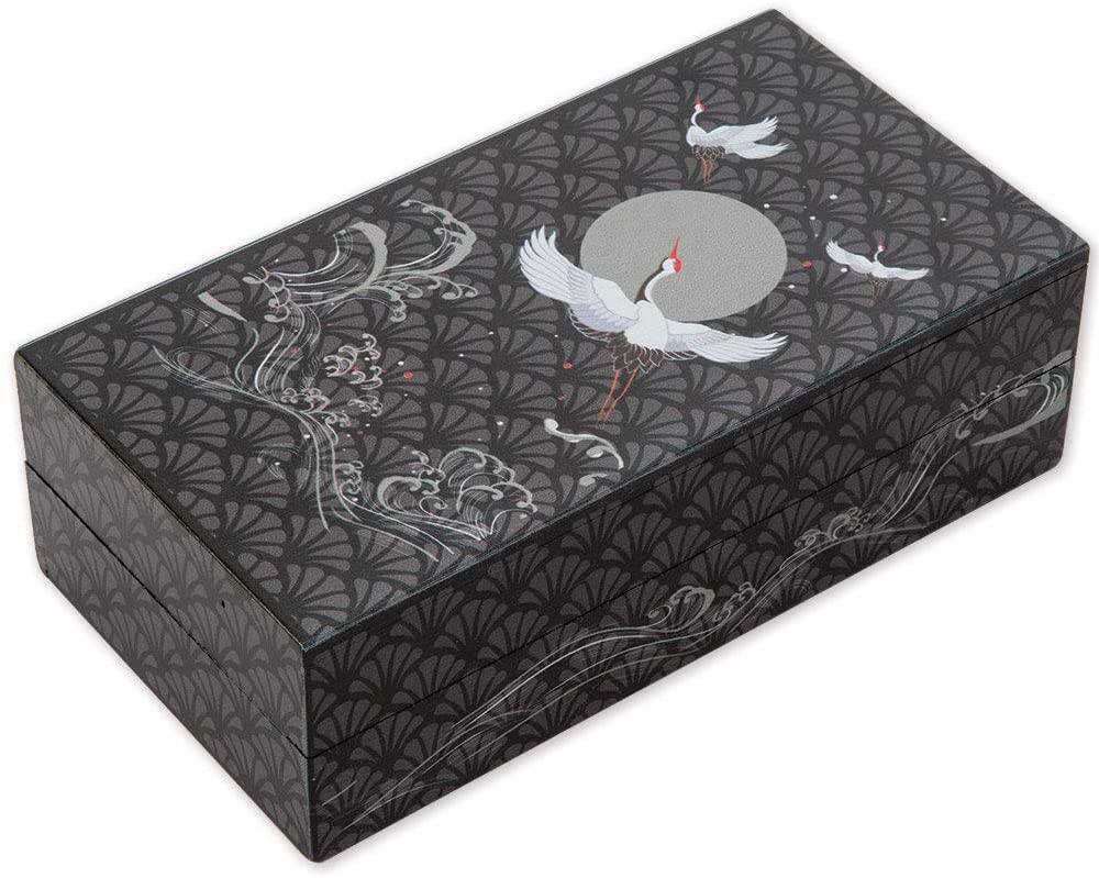 Bits and Pieces Soaring Cranes Secret Puzzle Box Wooden Money Box