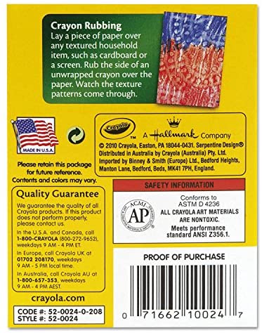 52-0024 24 per Pack Crayola Classic Color Pack Crayons Tuck Box 