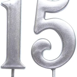 MAGJUCHE Silver 13th Birthday Numeral Candle Number 13 Cake Topper Candles Party Decoration for Girl Or Boy 