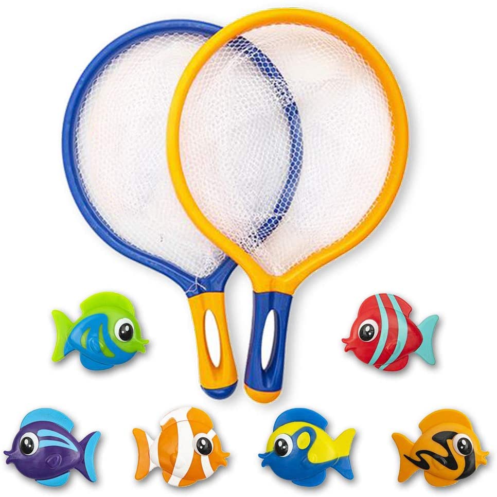 ArtCreativity Fishing Net Catch Game, Set of 2, Each Set with 1 Fishing Net  and 6 Colorful Fish Toys, Pool Toys for Kids, Bathtub Toys for Boys and  Girls, Summer Toys and
