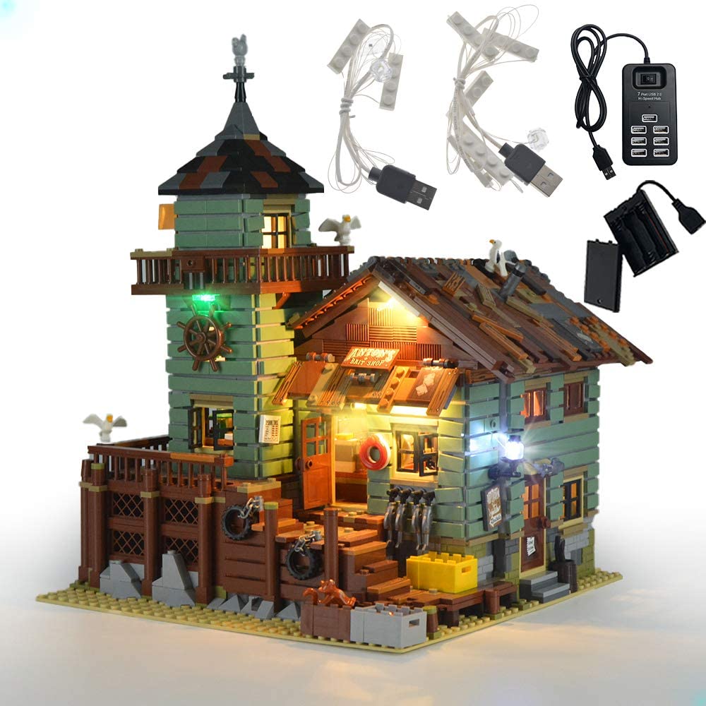 Bricks Light Set For Ideas Old Fishing Store Building Blocks Model