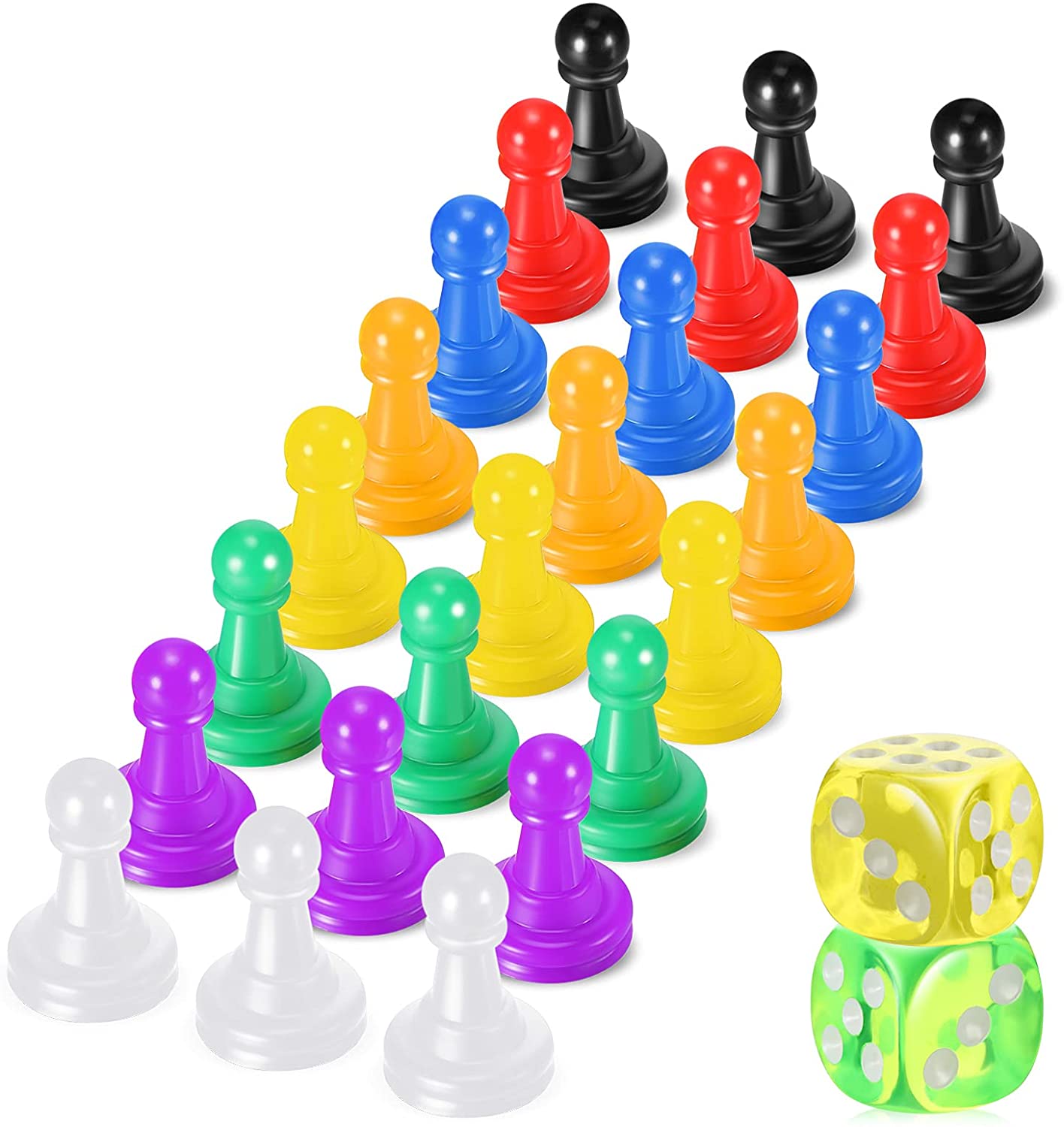 6Pcs Colorful Board Game Chessman Pieces Dice Set Pawn Chess for Card Games 