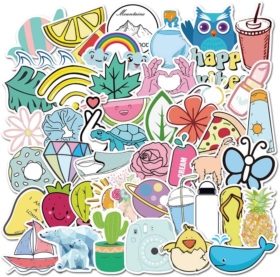 50PCS Blue Skateboard Stickers Vinyl Laptop Luggage Decal Girls Sticker Decor 