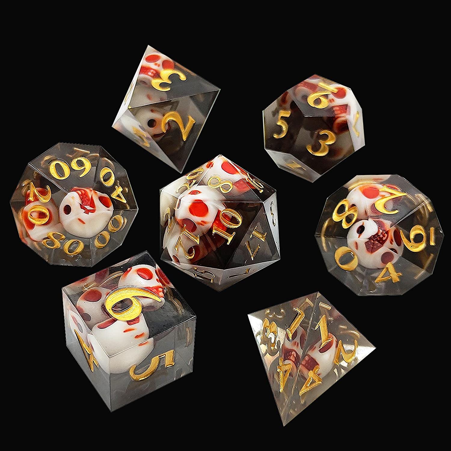 LANSAI DND Resin Sharp Edge Polyhedral Dice Set D&D RPG Suitable for Dungeons and Dragons Role Playing Games Black 