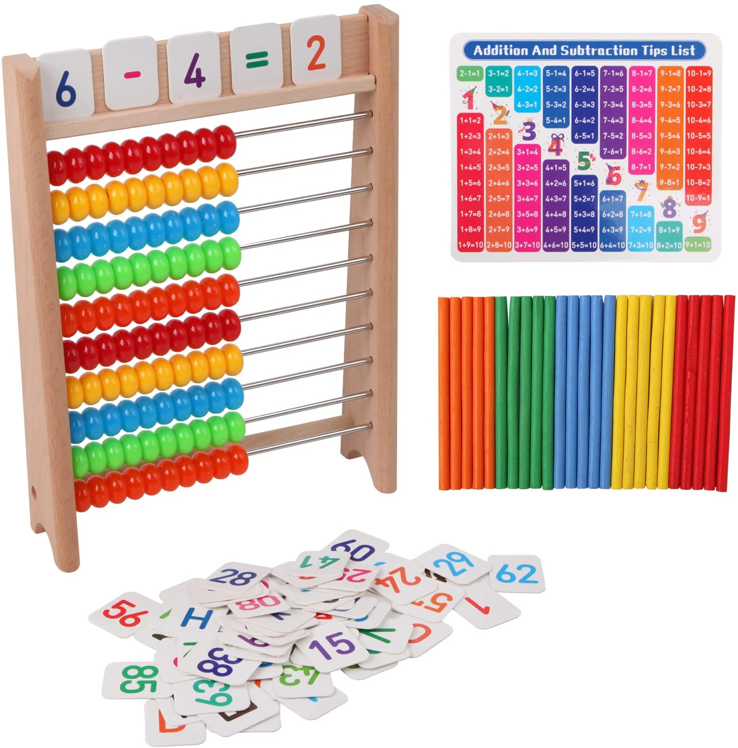 Wooden Abacus 10-row Colorful Beads Counting Kid Maths Learning Educational Toy 