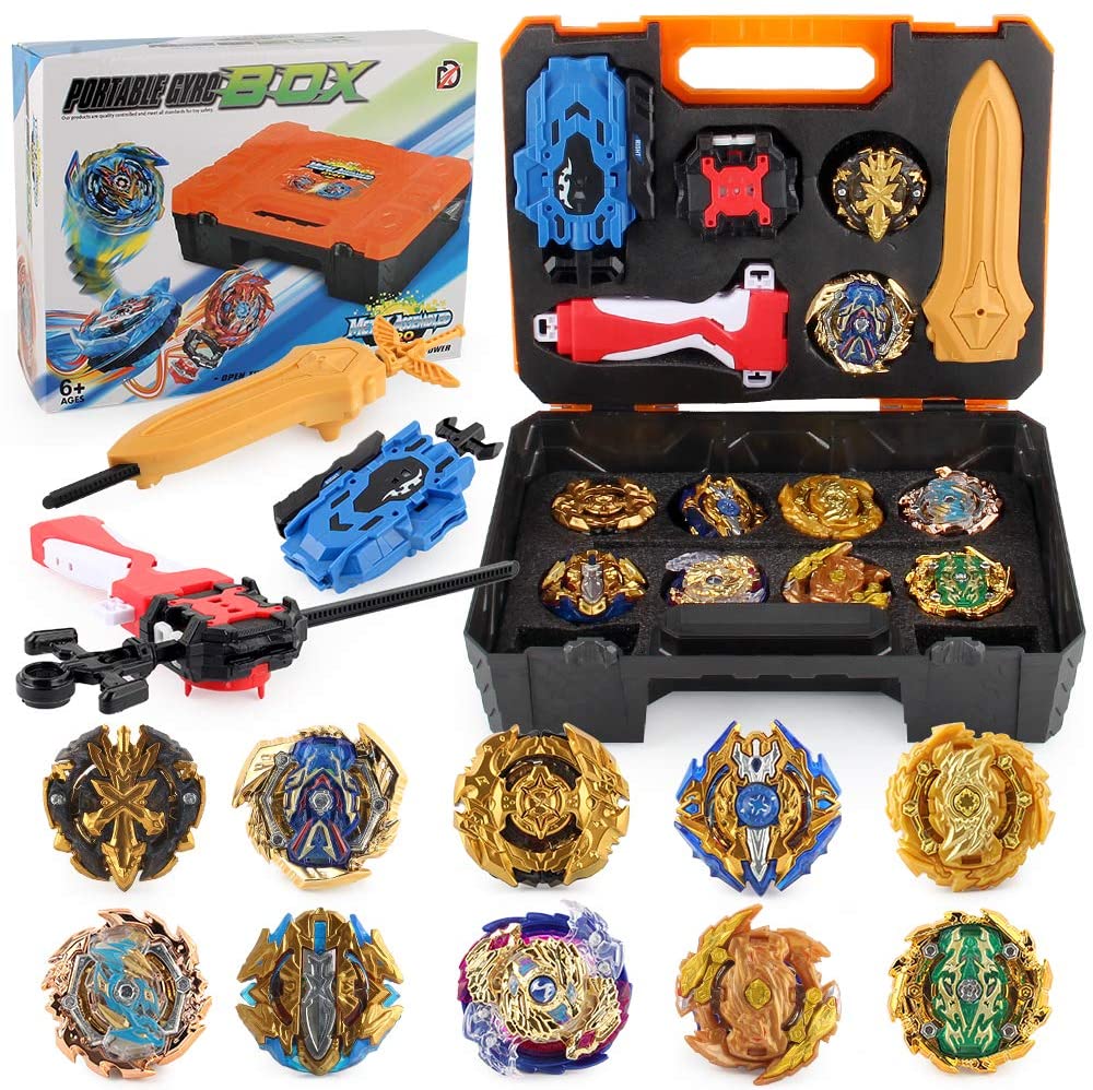 JIMI Bey Battling Top Burst Gyro Toy Set Combat Battling Game 10 Spinning  Tops 3 Launchers with Portable Storage Box Gift for Kids Children Boys Ages  