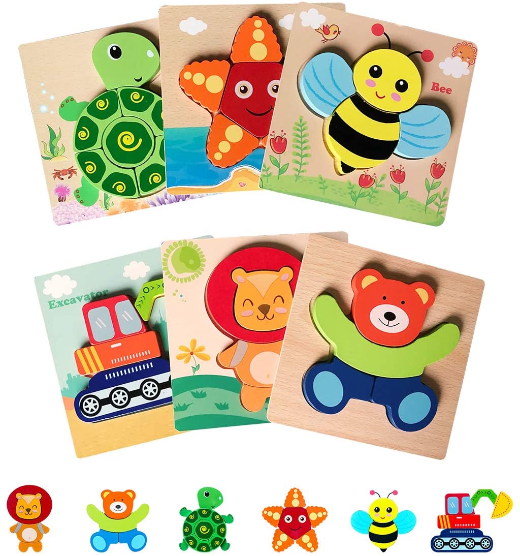 Children Toys Wooden Puzzles for Toddlers and Kids 1 2 3 Year Old Boy and Girl 