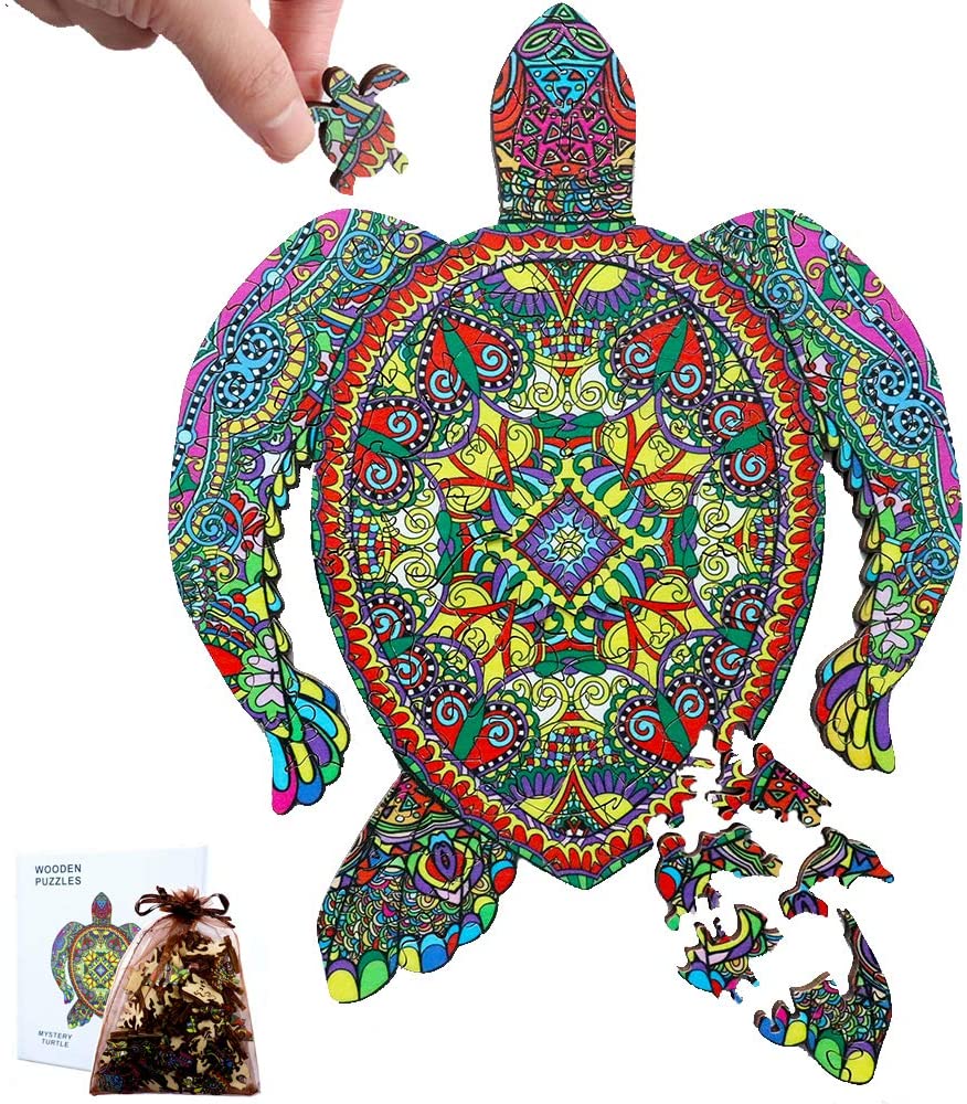 127pcs Sea Turtle Wooden Jigsaw Puzzle Unique Animal Adult Toys Family Gift Home 