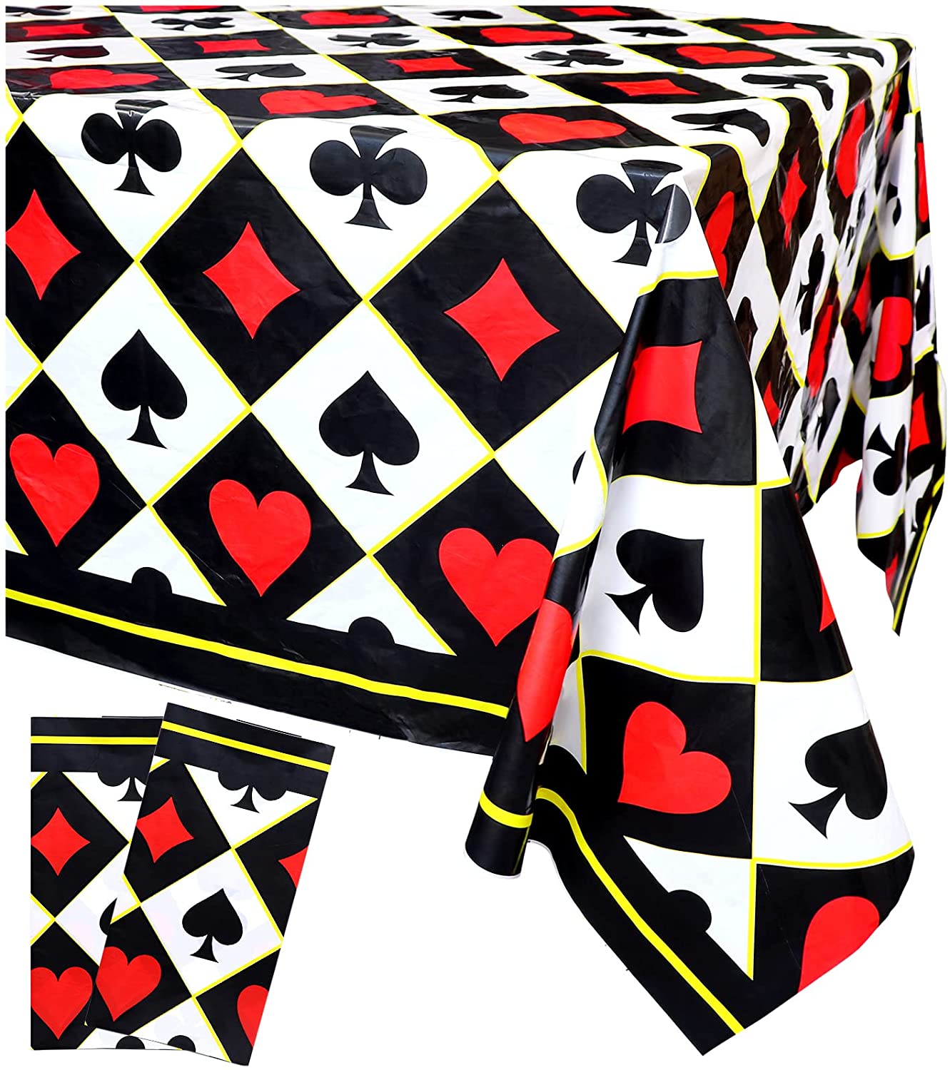 2 Pieces Casino Party Table Cover Poker Tablecloth For Las Vegas Theme