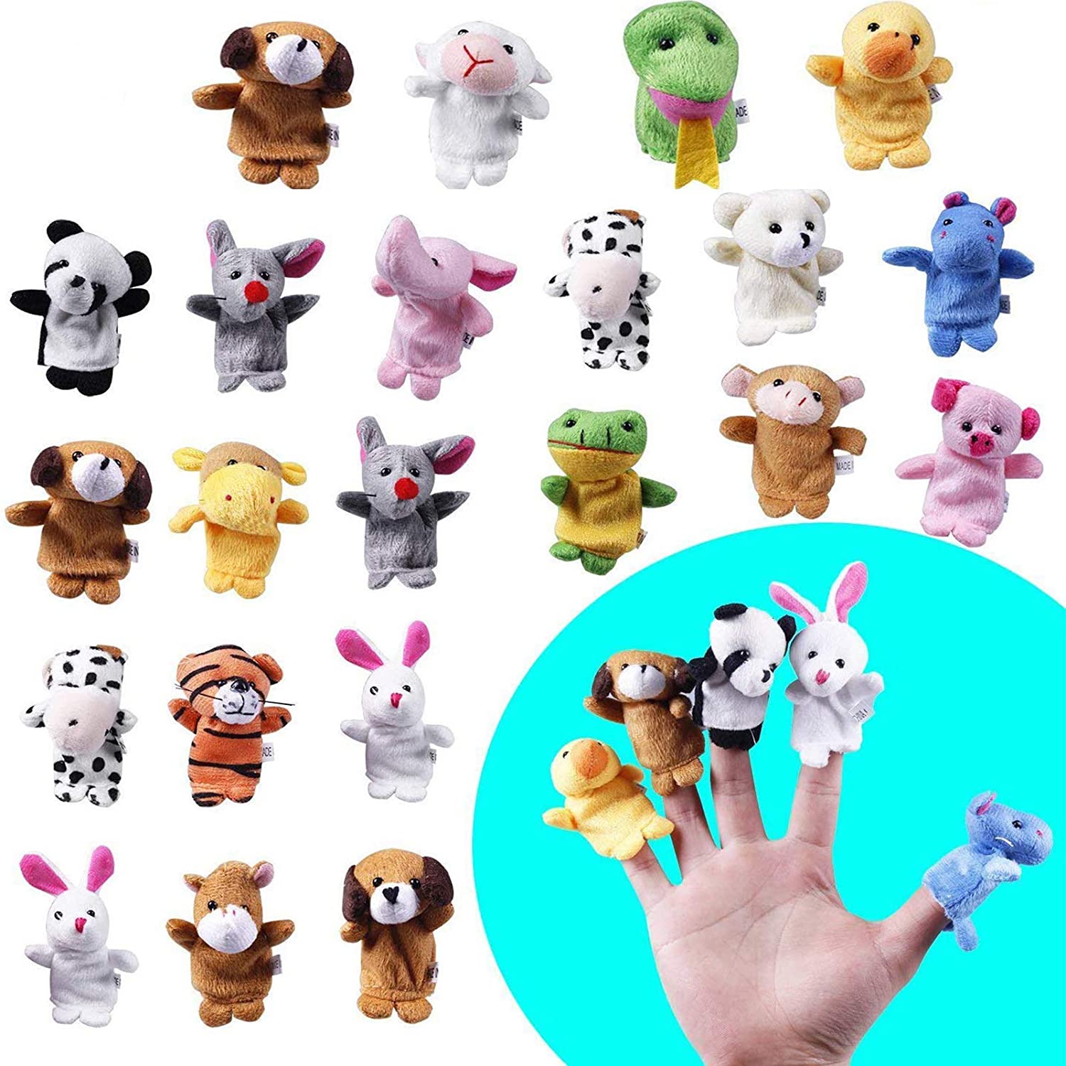 Set of 10 pieces Hand Finger Puppets Cartoon Plush Animal Educational Toys 