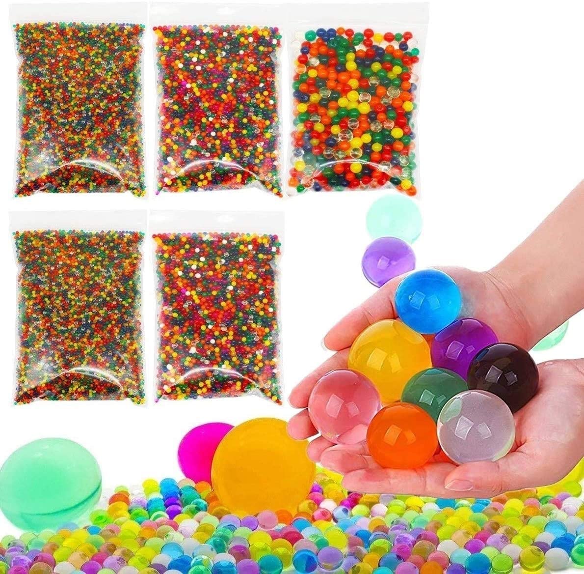 OIG Brands Water Beads for Kids 20,000 Pack Vase Fillers and Spa Non-Toxic Growing Gel Balls for Home Decoration 