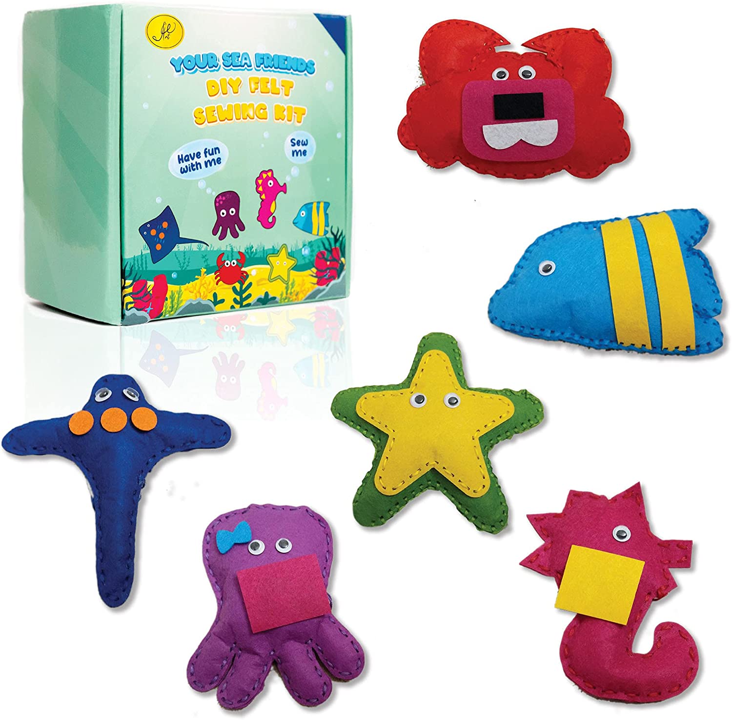 Children Felt Sewing Kit Make Your Own Sea Animals Set of 3 Kids Crafts Gift 