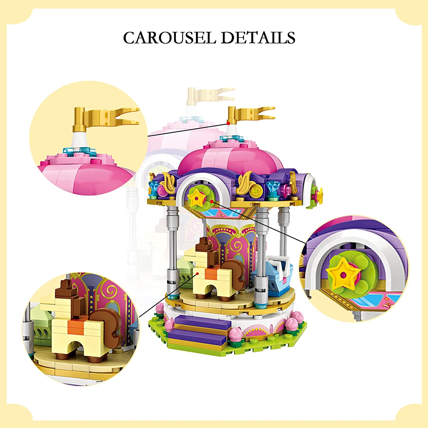 #1720 Mini Building Blocks Toy Amusement /Theme Park Carousel 