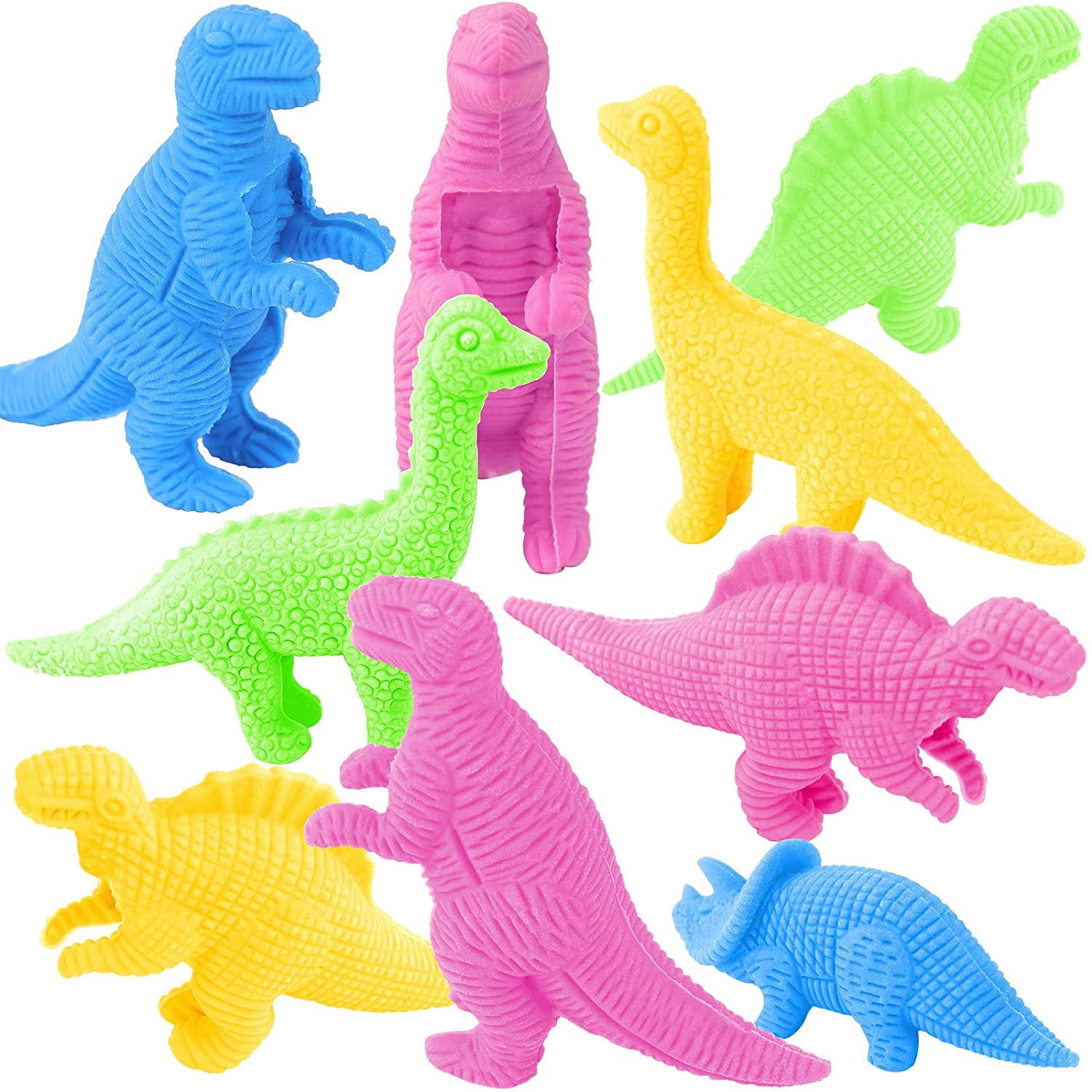 5 Piece Dinosaur Eraser Sets Wholesale Bulk Lot 24 Packs 