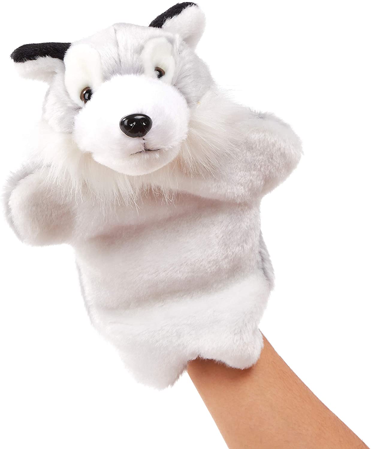 Cute Gray wolf Toys Holiday Animal Puppet Kids Hand Puppet  Stuffed Plush 