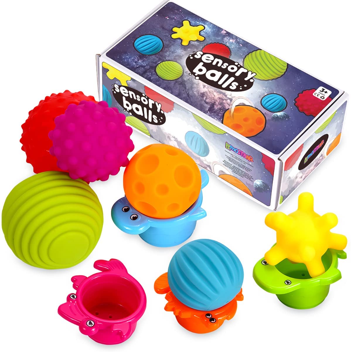 Baby Squeeze Balls Soft Balls Toddler Set of 6 Packs with BB Sounds for Babies Toddlers Boys Girls Sensory Balls Kids HILIROOM Textured Ball Set Baby 