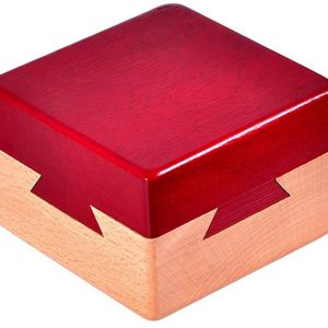 DC-BEAUTIFUL Impossible Box Puzzle Master Secret Opening Box Wooden Red Magic Bo 