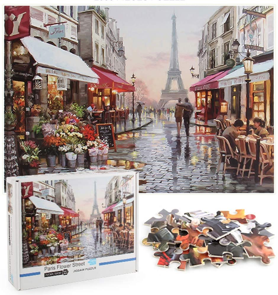 Educational Toy 1000-Piece Jigsaw Puzzles Paris Flower Street Adults Kids Puzzle 