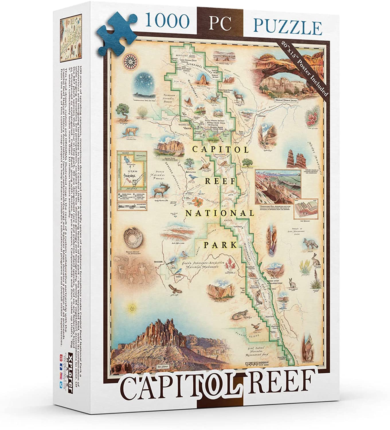 National Parks Map Puzzle Xplorer Map 1000 Pieces Capitol Reef Cardboard Jigsaw Puzzle Educational Jigsaw Puzzle With Regional National Parks Tourist Spots Landmarks For Adults And Teens Homefurniturelife Online Store